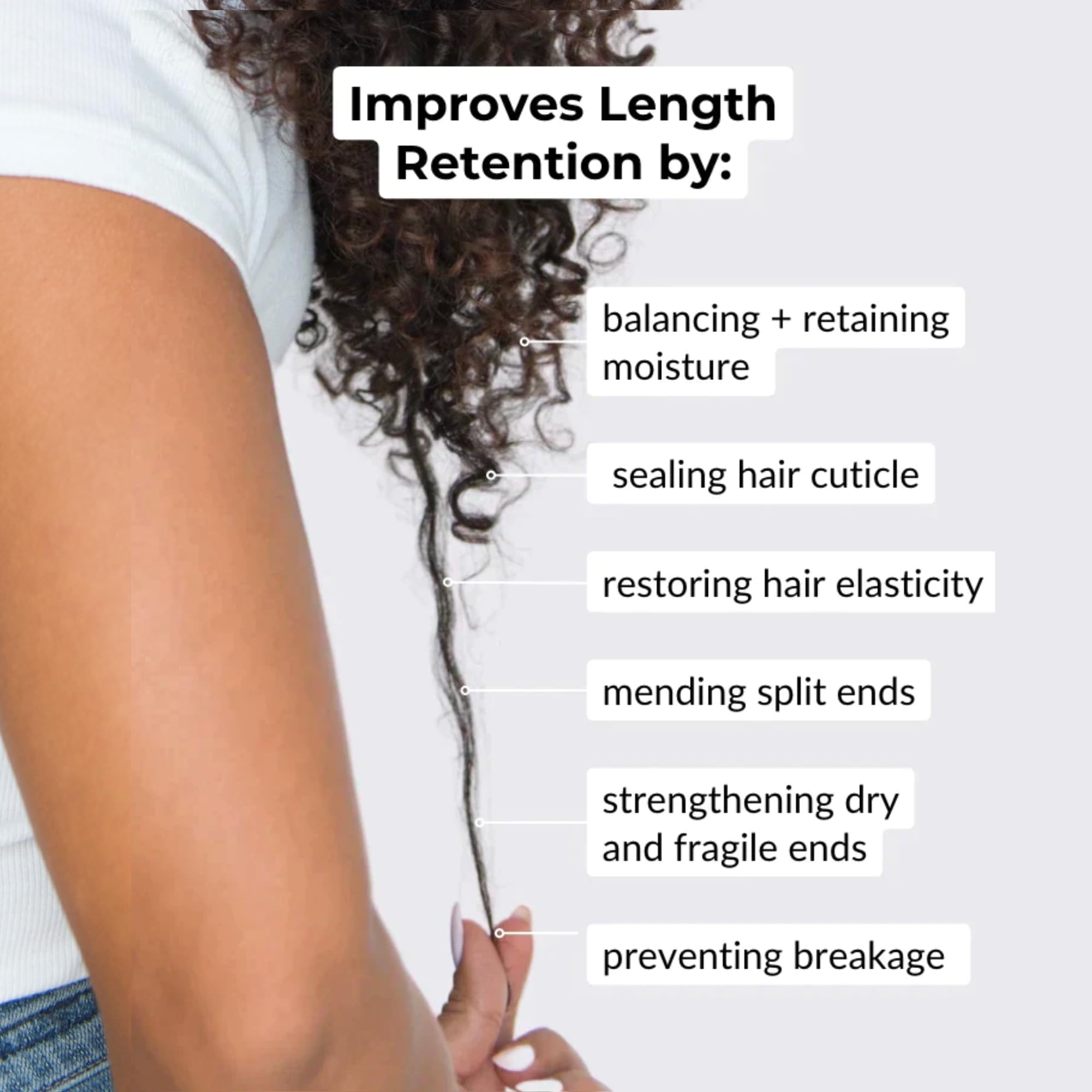 Love Ur Curls Split End Mender hair closeup with luminous, healthy-looking ends