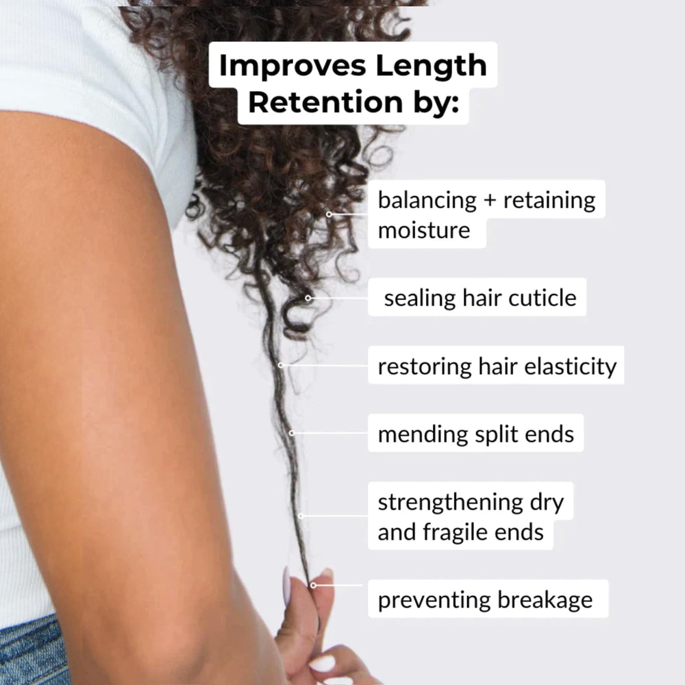Love Ur Curls Split End Mender hair closeup with luminous, healthy-looking ends