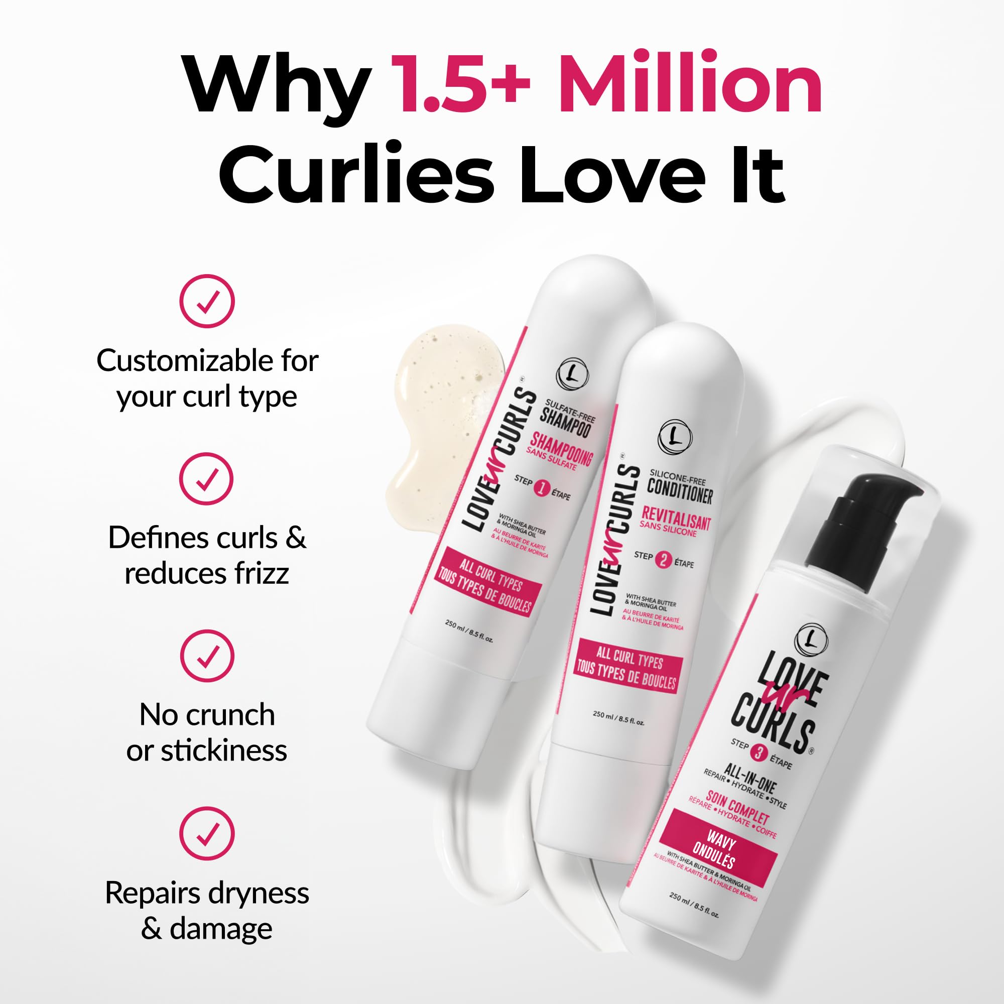 Love Ur Curls three-step kit on shelf ready to start waves