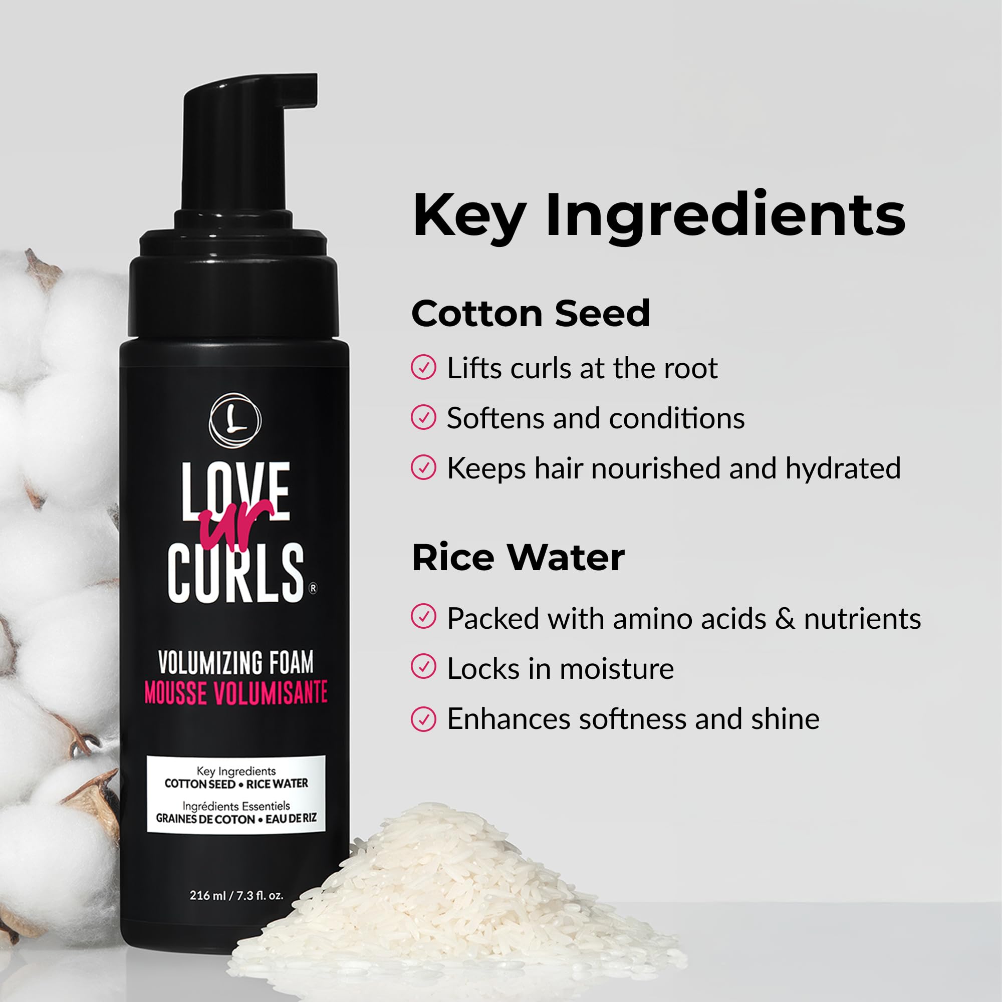 Love Ur Curls Volumizing Foam soft hold keeps curls flexible and moveable