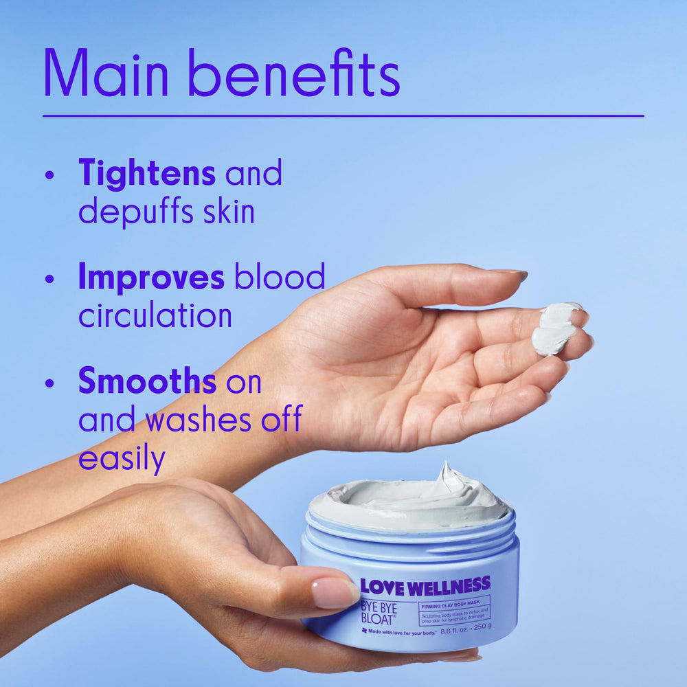 Love Wellness Bye Bye Bloat clay mask texture close-up for detox and sculpting