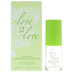 LOVE2LOVE Jasmine & Sparkling Mimosa EDT travel packaging, perfect for quick touch-ups.