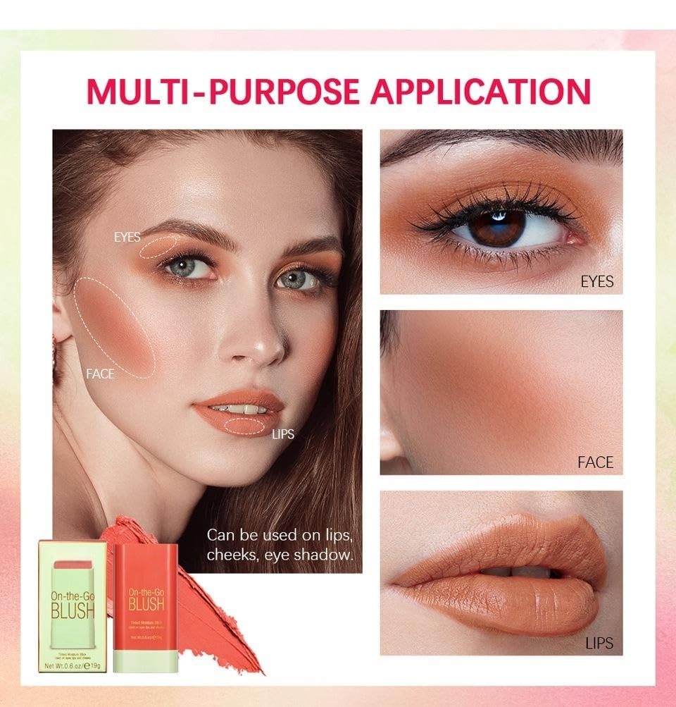 Lovelycat blush stick creamy texture swatch with even pigment.