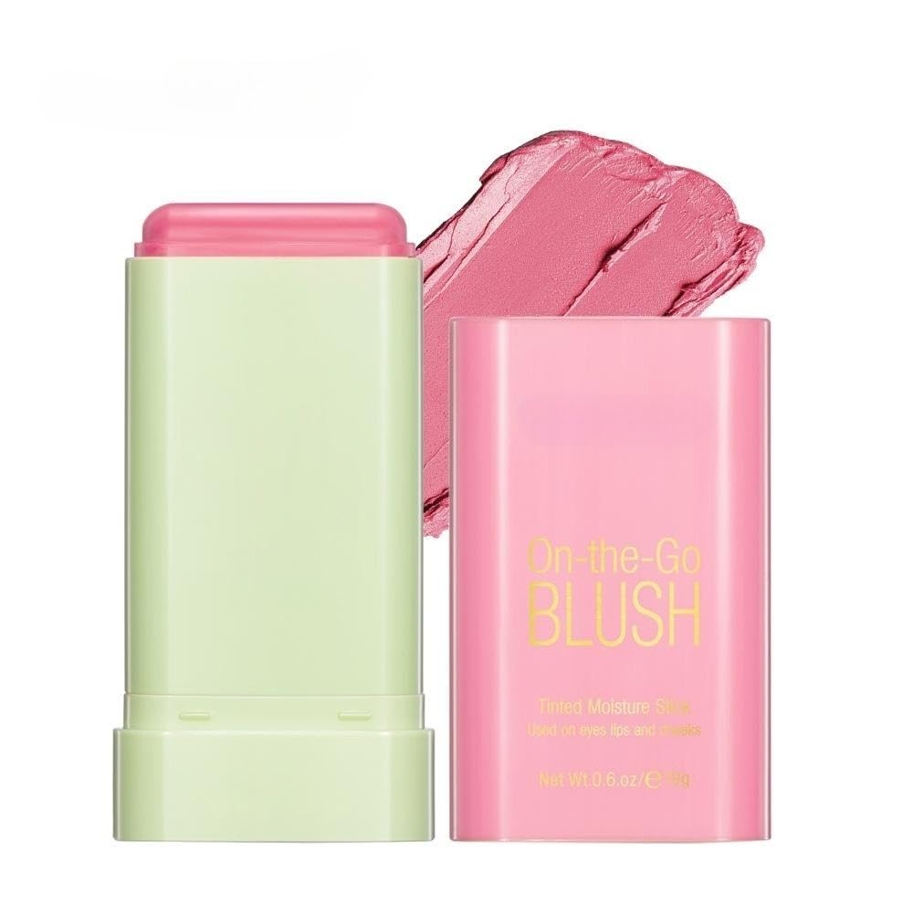 Lovelycat blush-stick pink close-up shows creamy texture for natural cheek color.