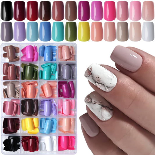 LoveOurHome square press-on nails pack with glossy finish for quick at‑home manicure