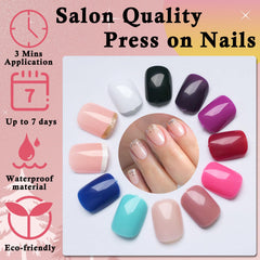 LoveOurHome short square nails with glossy finish for a vibrant look
