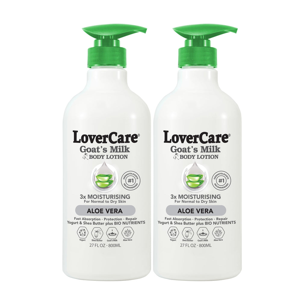 Lovercare Goat Milk Body Lotion pack of 2 bottles for daily moisturization