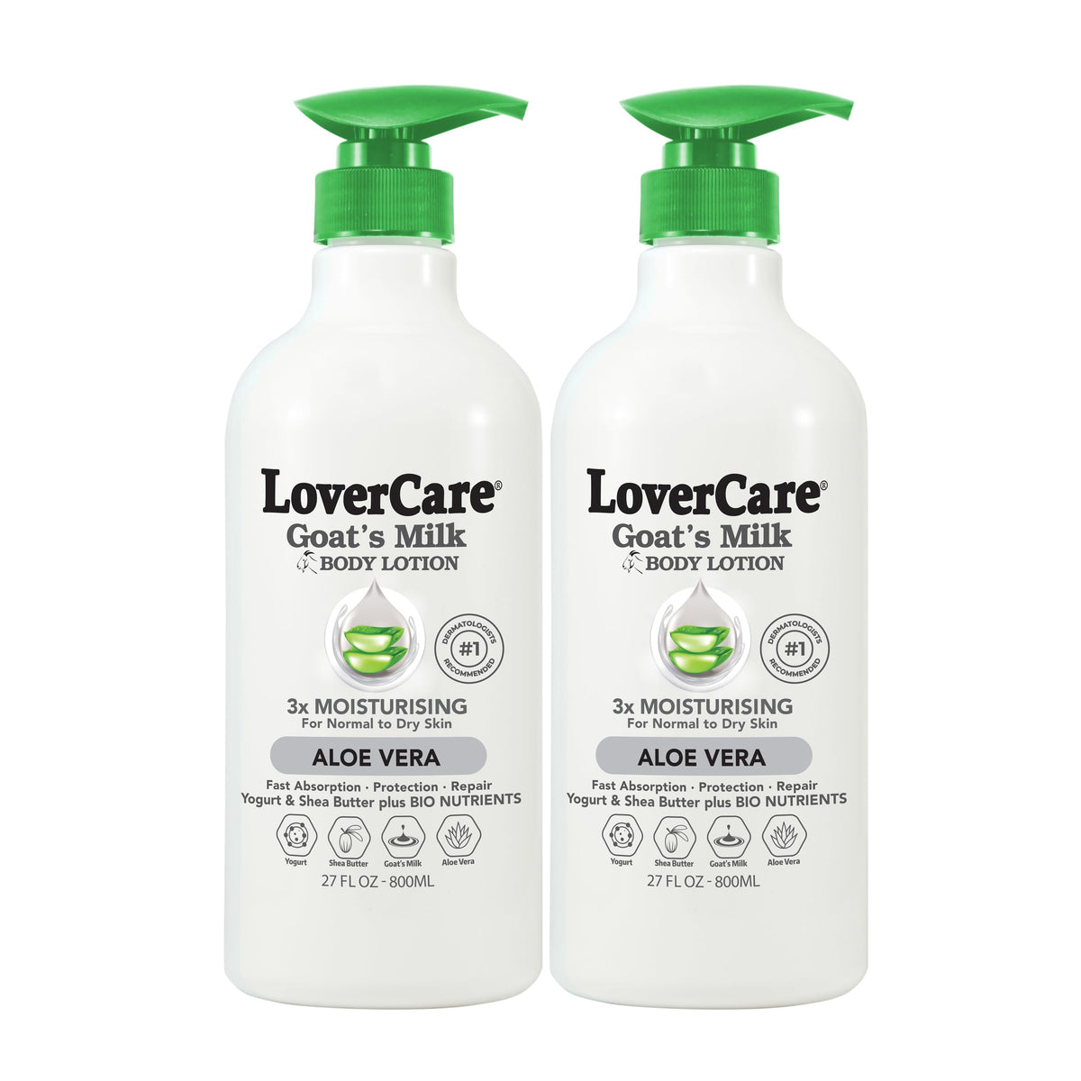 Lovercare Goat Milk Body Lotion pack of 2 bottles for daily moisturization