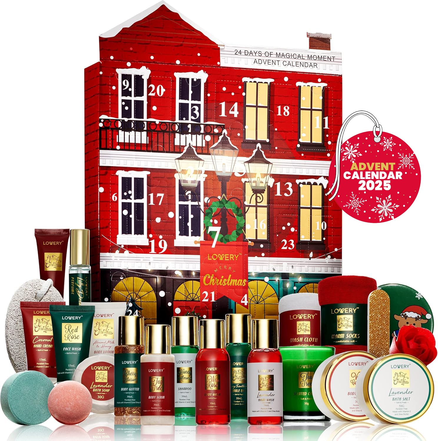 LOVERY Advent Calendar 24 doors ready for daily pampering and festive joy.