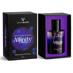 LOVERY Affinity at Midnight spray on wrist close-up enhances attraction with a light, memorable scent.