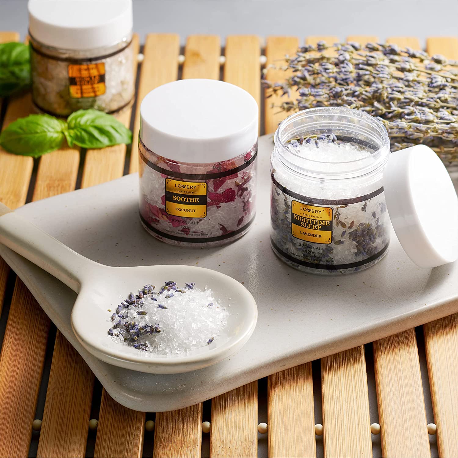 Lovery Coconut salt jar soothing tropical spa vibe
