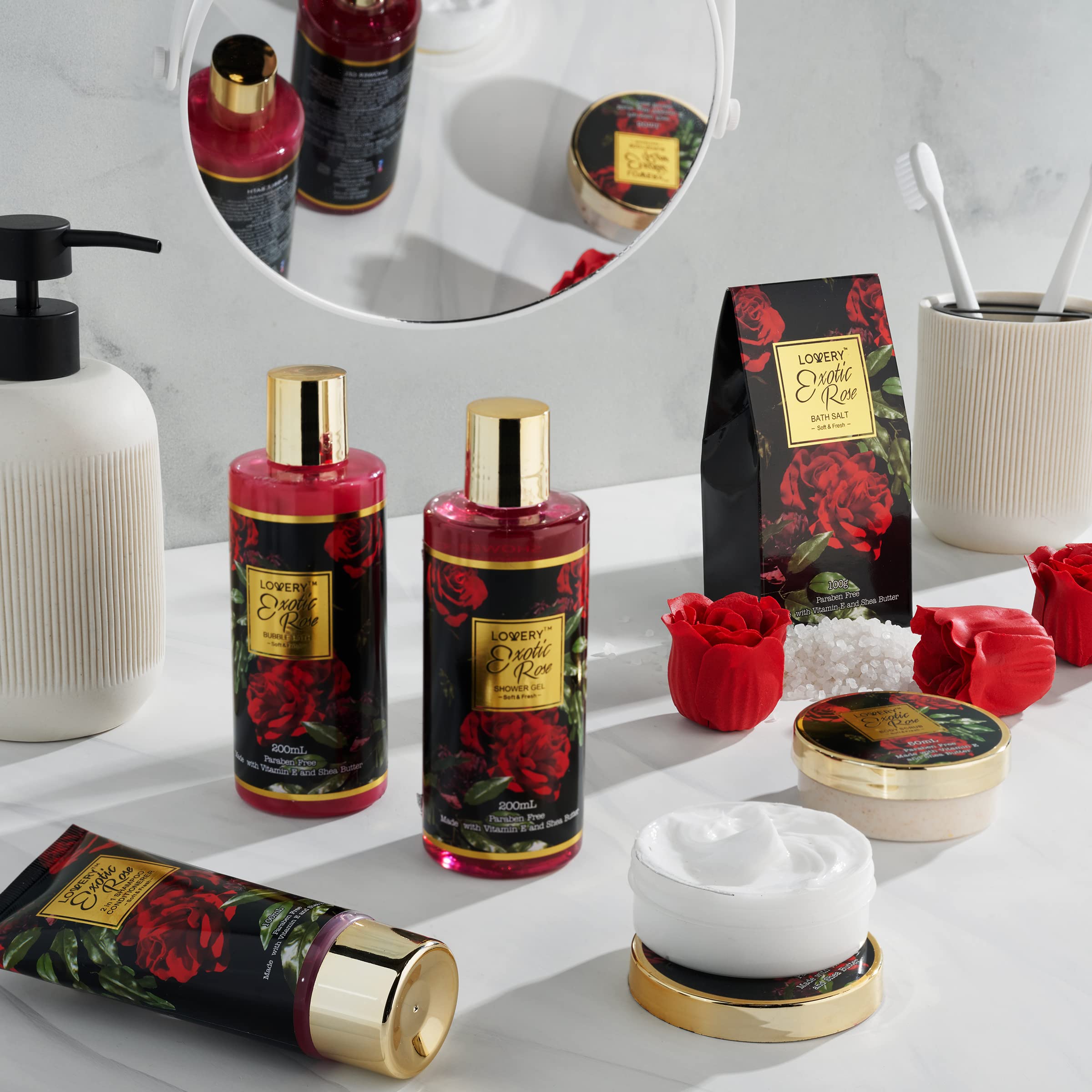 Lovery body scrub with rose fragrance for smoother skin