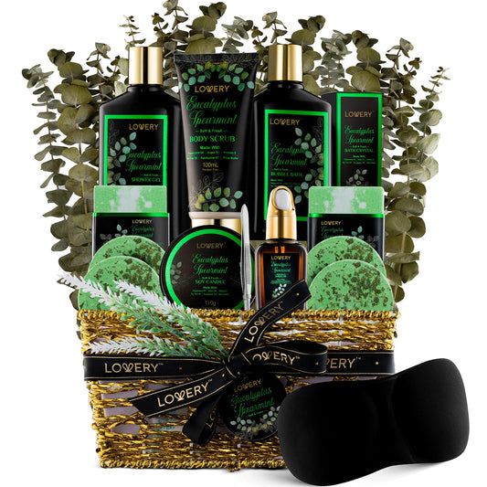 Lovery Eucalyptus Spearmint Bath Set gift basket for at-home spa mornings