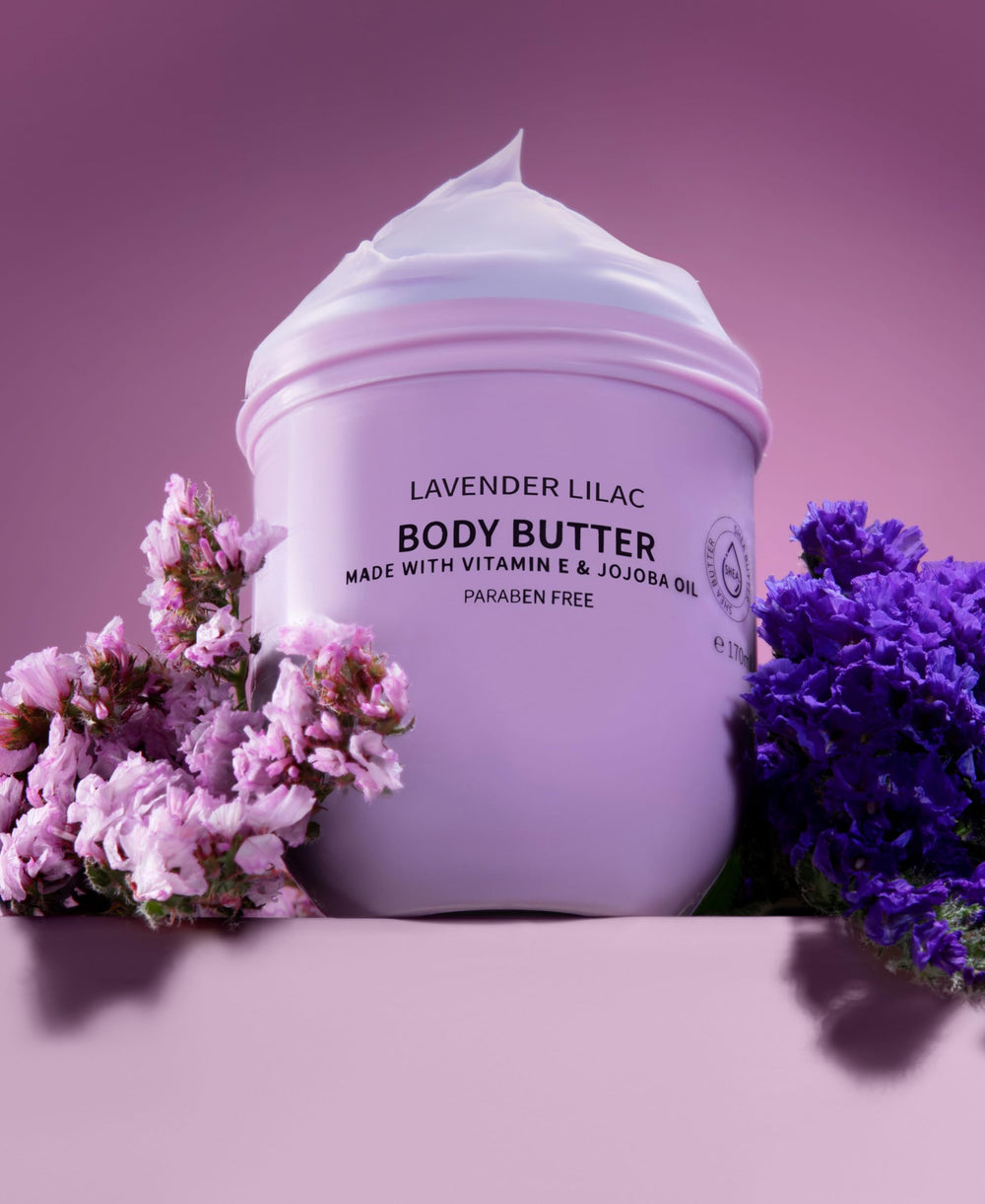 LOVERY Lavender Lilac Body Butter texture close-up with whipped cream
