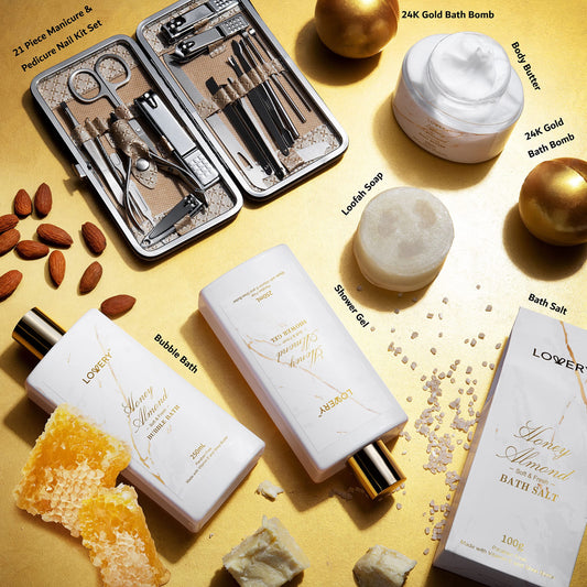 LOVERY marbleized nail kit displayed in a stylish case for at-home beauty