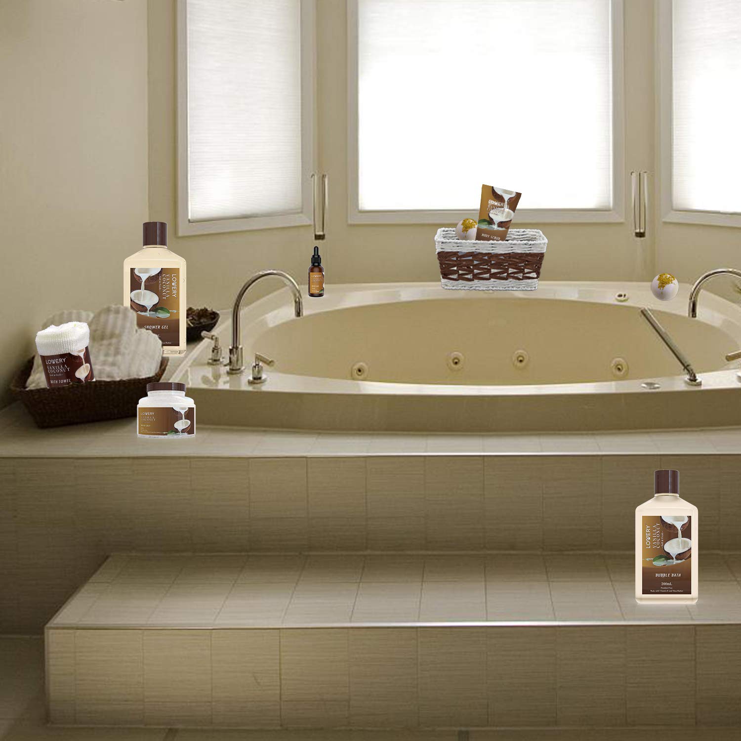 LOVERY vanilla coconut bath salt – mineral-rich soak for a relaxing, fragrant bath.