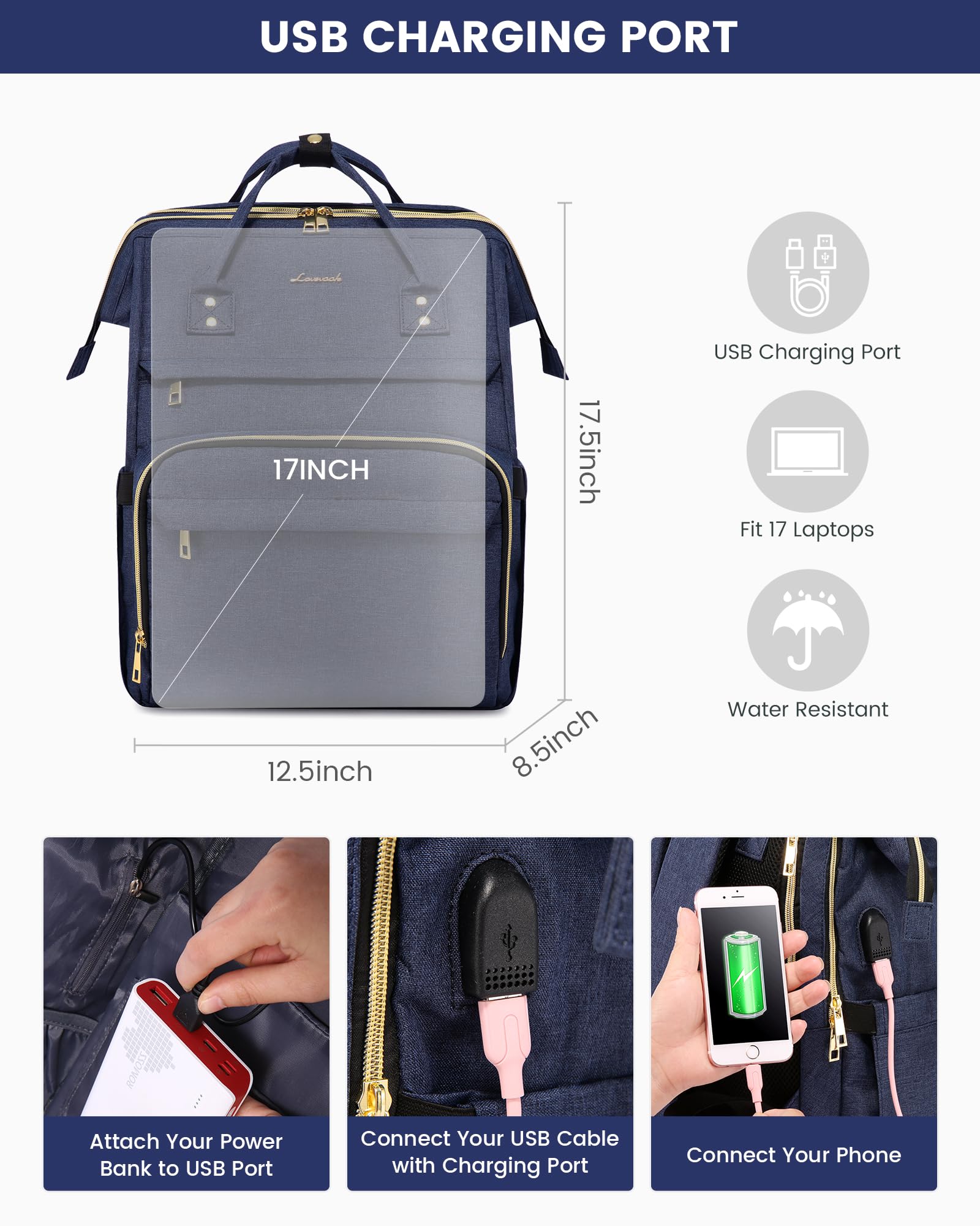 LOVEVOOK doctor-bag opening offers wide visibility for packing.