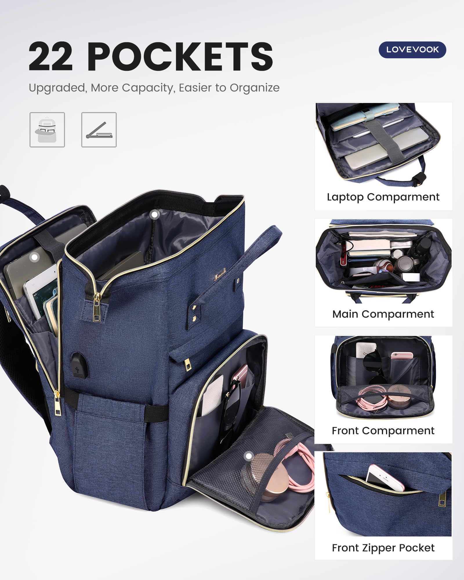 LOVEVOOK durable polyester fabric stands up to daily use and travel.