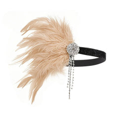Lovfingu 1920s flapper headband with peacock feather for Gatsby-style parties and tea events
