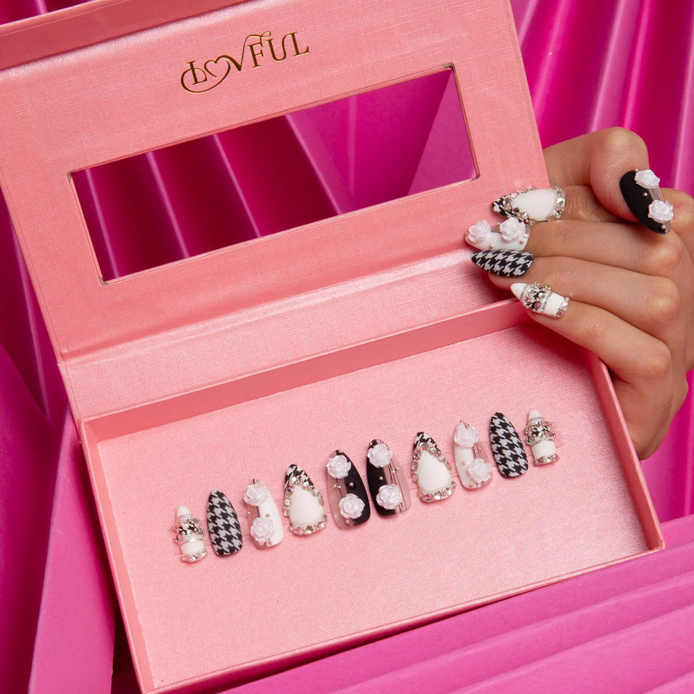 Lovful nails being applied on hand for easy use