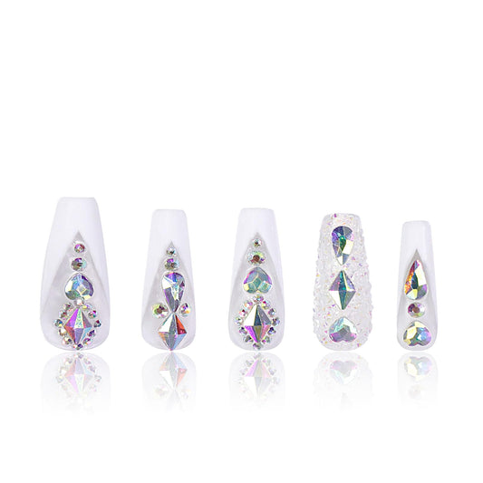 LOVFUL Aurora Light nails close-up with crystal coverage for a luxe finish