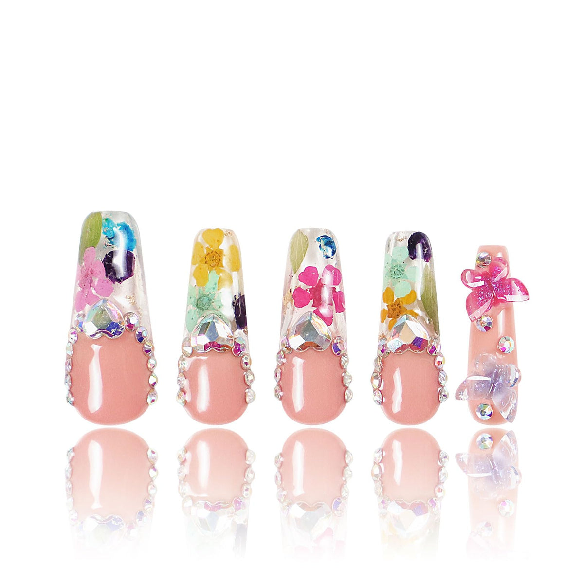 LOVFUL Flora press-on nails with crystal embellishments for a salon-quality manicure at home