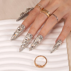 LOVFUL handmade full-cover nails showcasing crystal detail for luxury look.