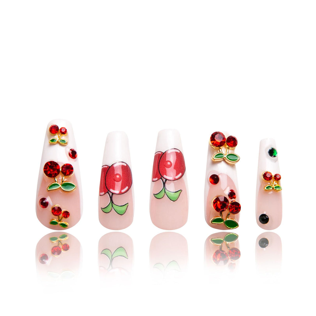 LOVFUL My Sweetie French Tip nails with full crystals for salon-quality wear