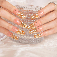 LOVFUL Stardust nails coffin shape showcases full-coverage design