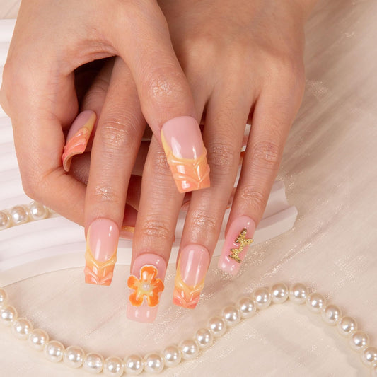 LOVFUL Tropical Fantasy nails full crystal coverage adds glamorous sparkle.