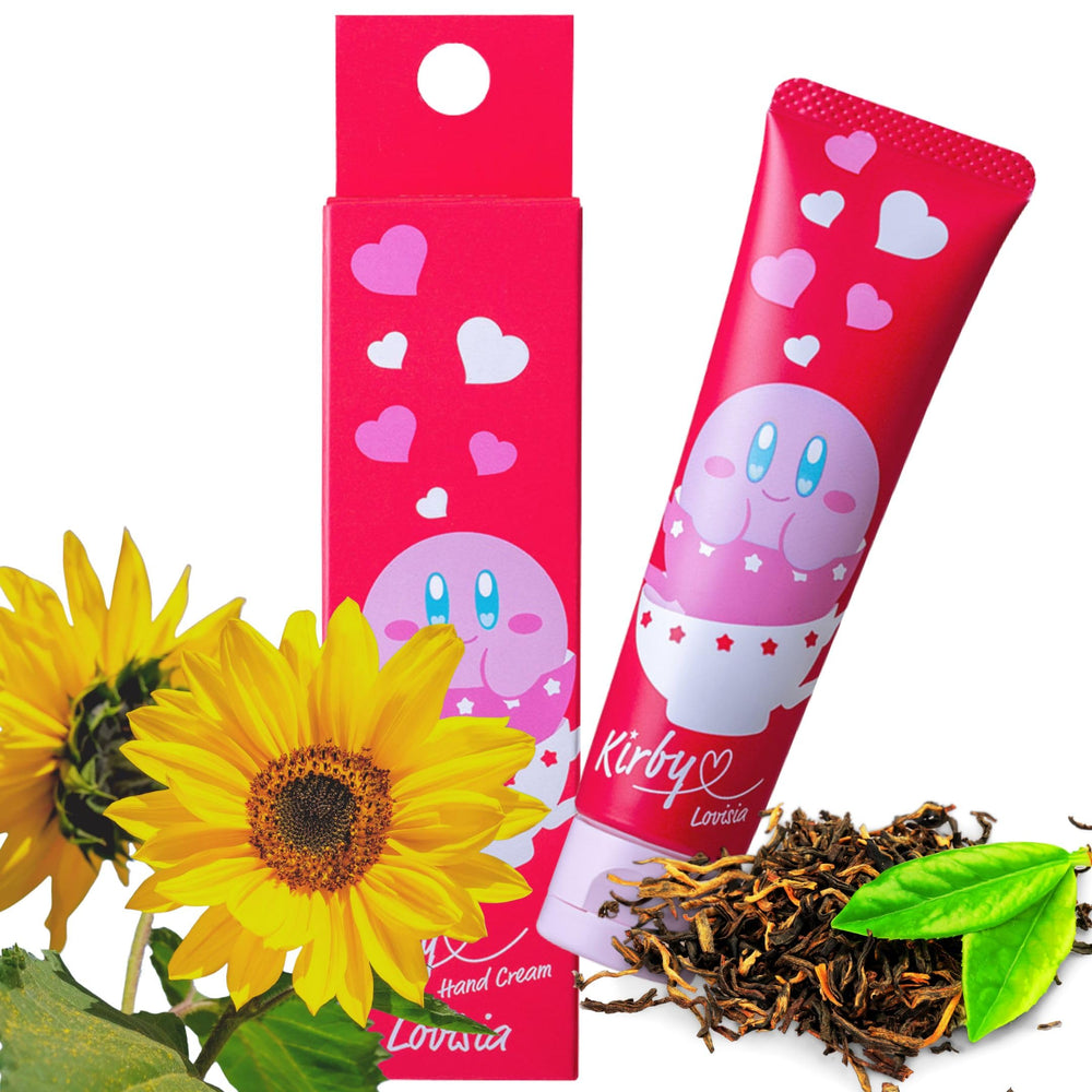 Lovisia Kirby front packaging showing cute tube and peach tea design for travel convenience