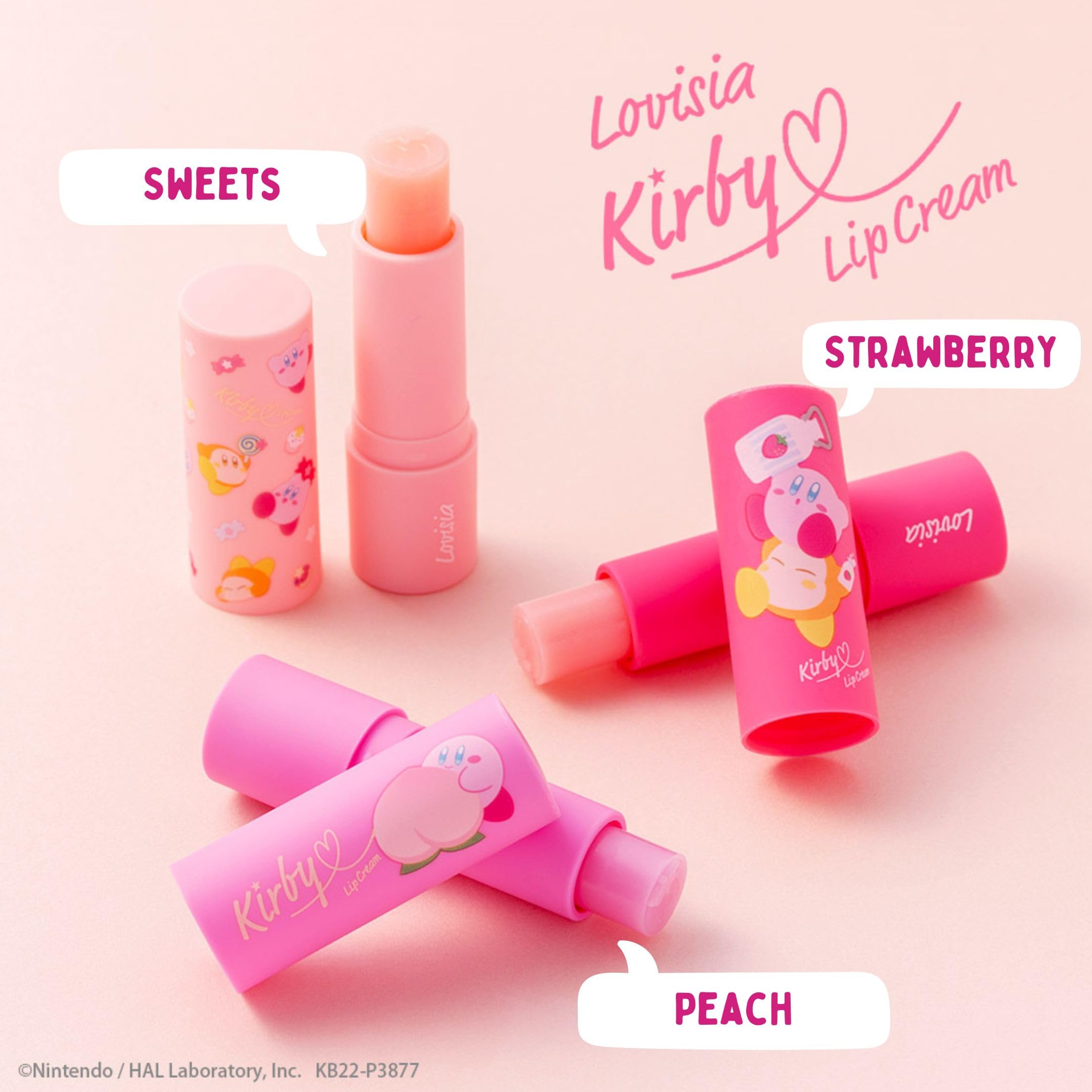 Lovisia Kirby strawberry peach cake flavor visual suggests playful scent and daily use.