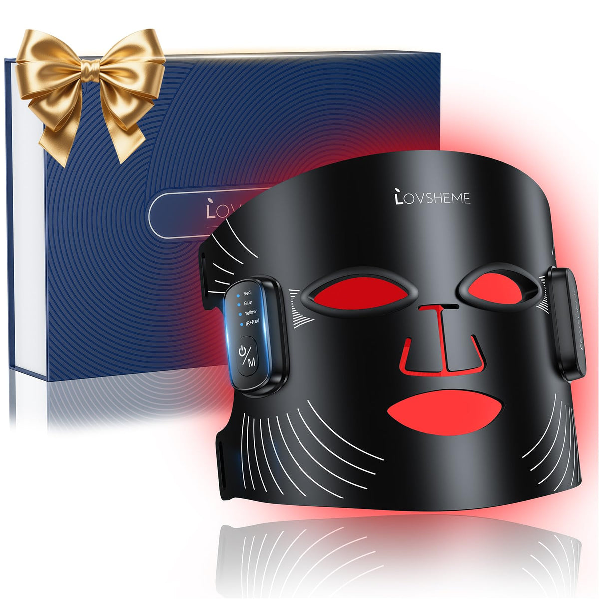 Lovsheme red light therapy mask front view showing wearable design for hands-free skincare