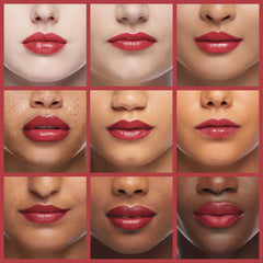 L'Paige L45 frosted satin glow highlights lips with iridescence