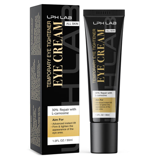 LPH LAB Temporary Eye Tightener jar shows instant tightening for delicate under-eye area.