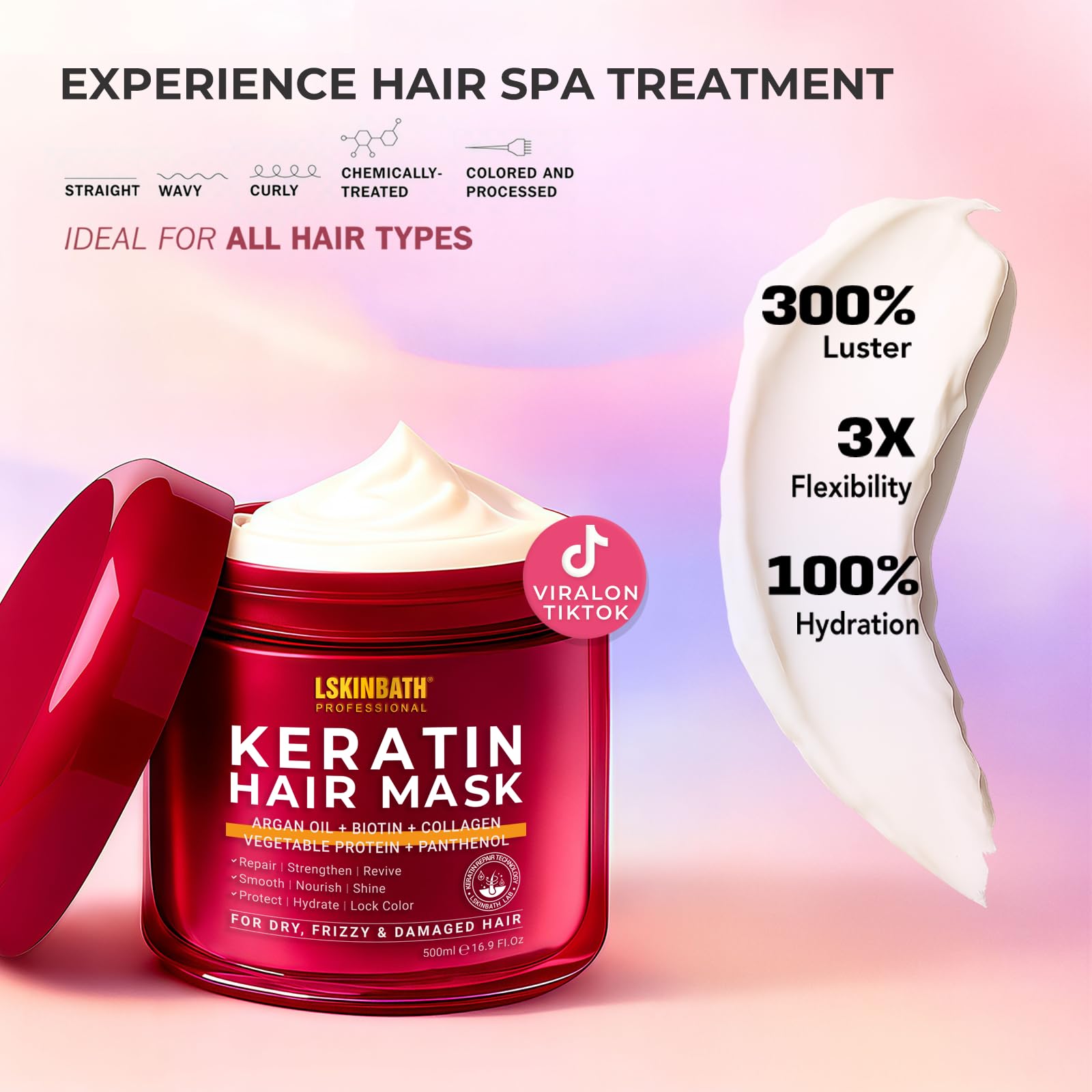 LSKINBATH 72-hour frizz control demonstrating long-lasting smoothness
