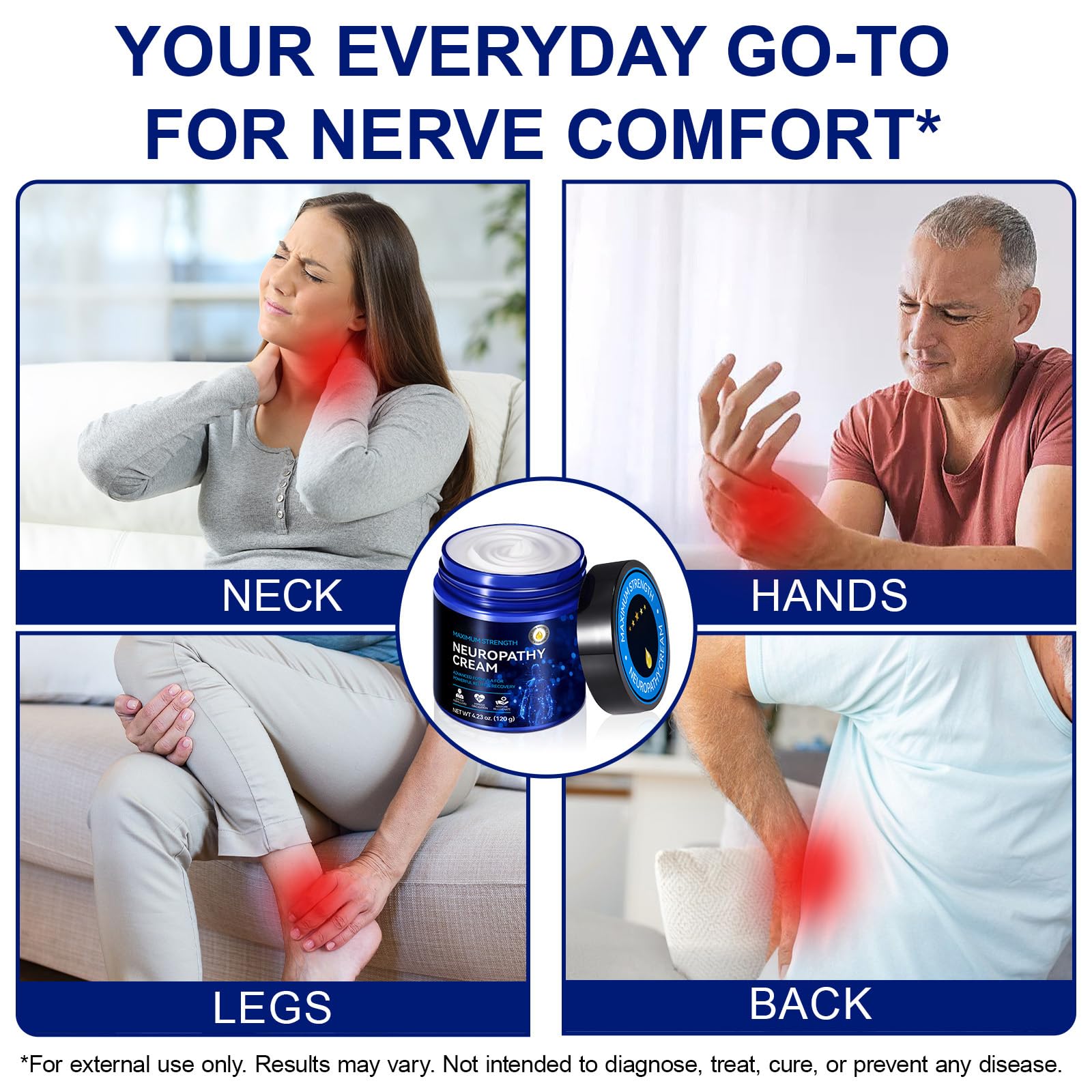 Two-pack LTQXGT Nerve Relief Cream on bathroom shelf.