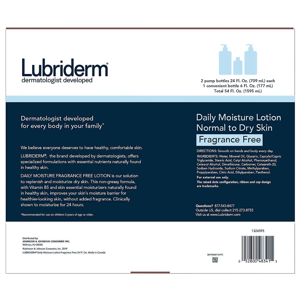 Lubriderm fragrance free lotion pump dispensing a smooth non greasy amount