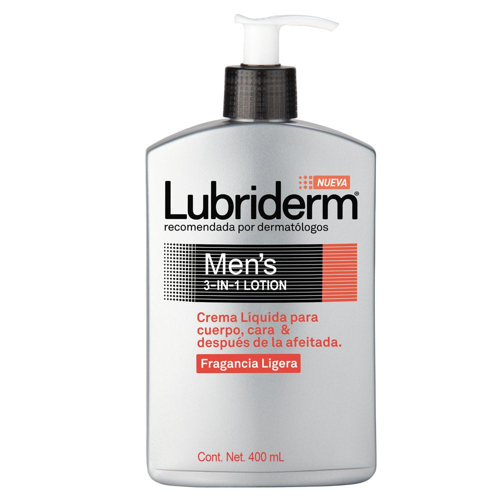 Lubriderm Light Fragrance 400 ml bottle showing quick-absorbing, non-greasy hydration for daily skin care.