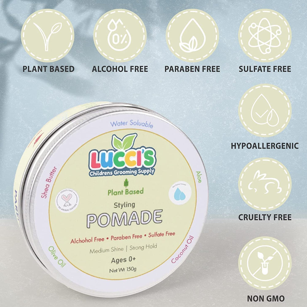 LUCCI'S Baby Hair Gel in action taming cowlicks with secure hold.