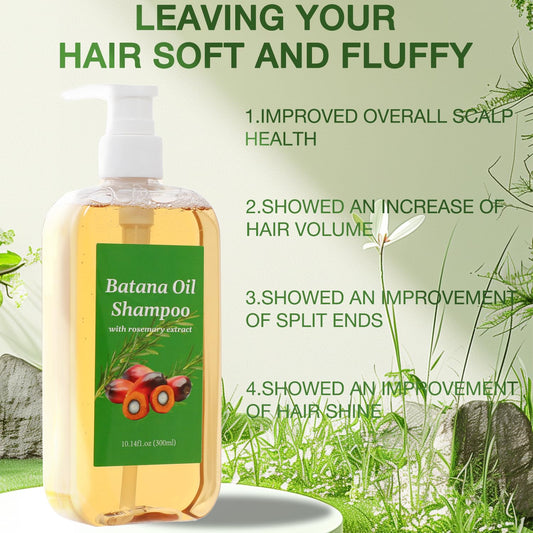 Lucift Batana Shampoo bottle back lists ingredients and scalp care focus.