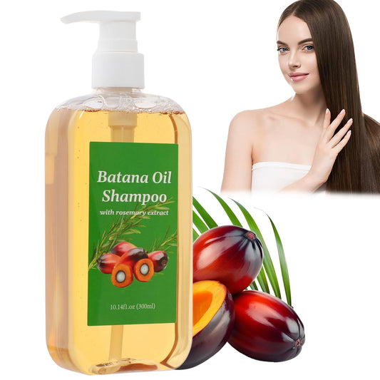 Lucift Batana Shampoo bottle front shows a nourishing, smoothing formula.