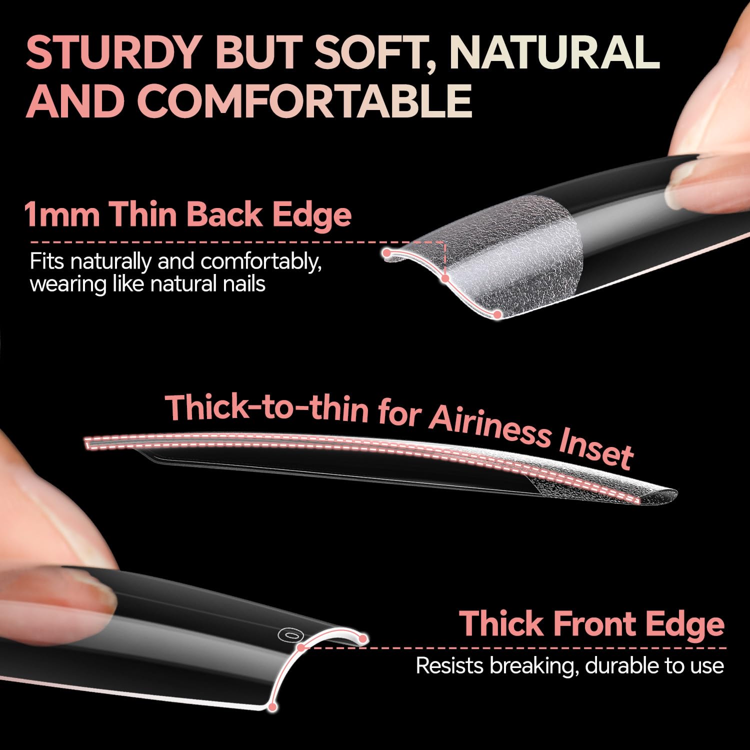 Luckyfairy wide-application tips suitable for gel, acrylic, and dip systems