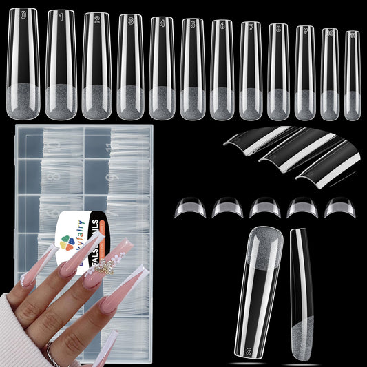 Luckyfairy XXL No C Curve square flat nail tips for quick extensions