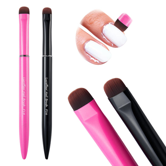 Lucoffeoi Pink F18 flat-tip brush for flawless French tips