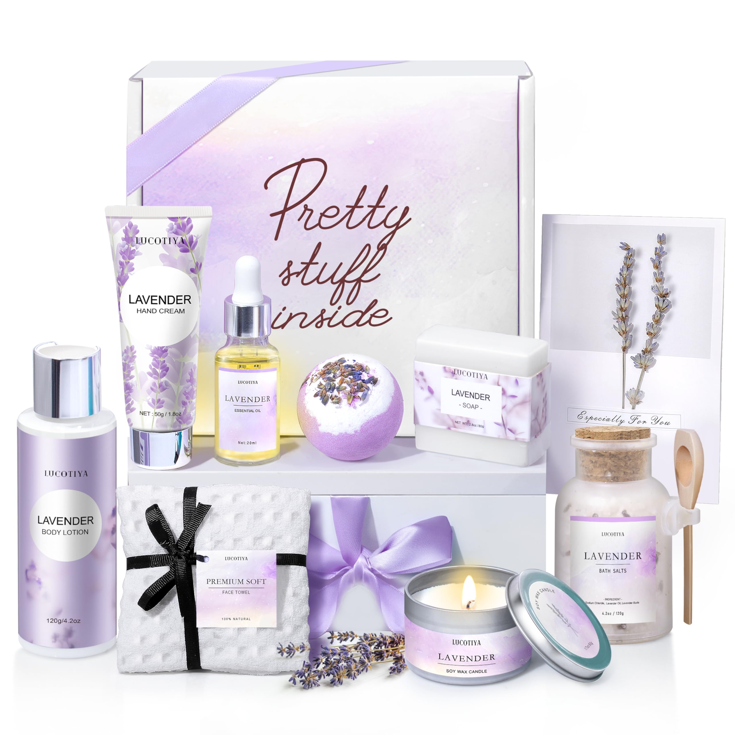 Lucotiya lavender bath gift set in an elegant gift box for gifting