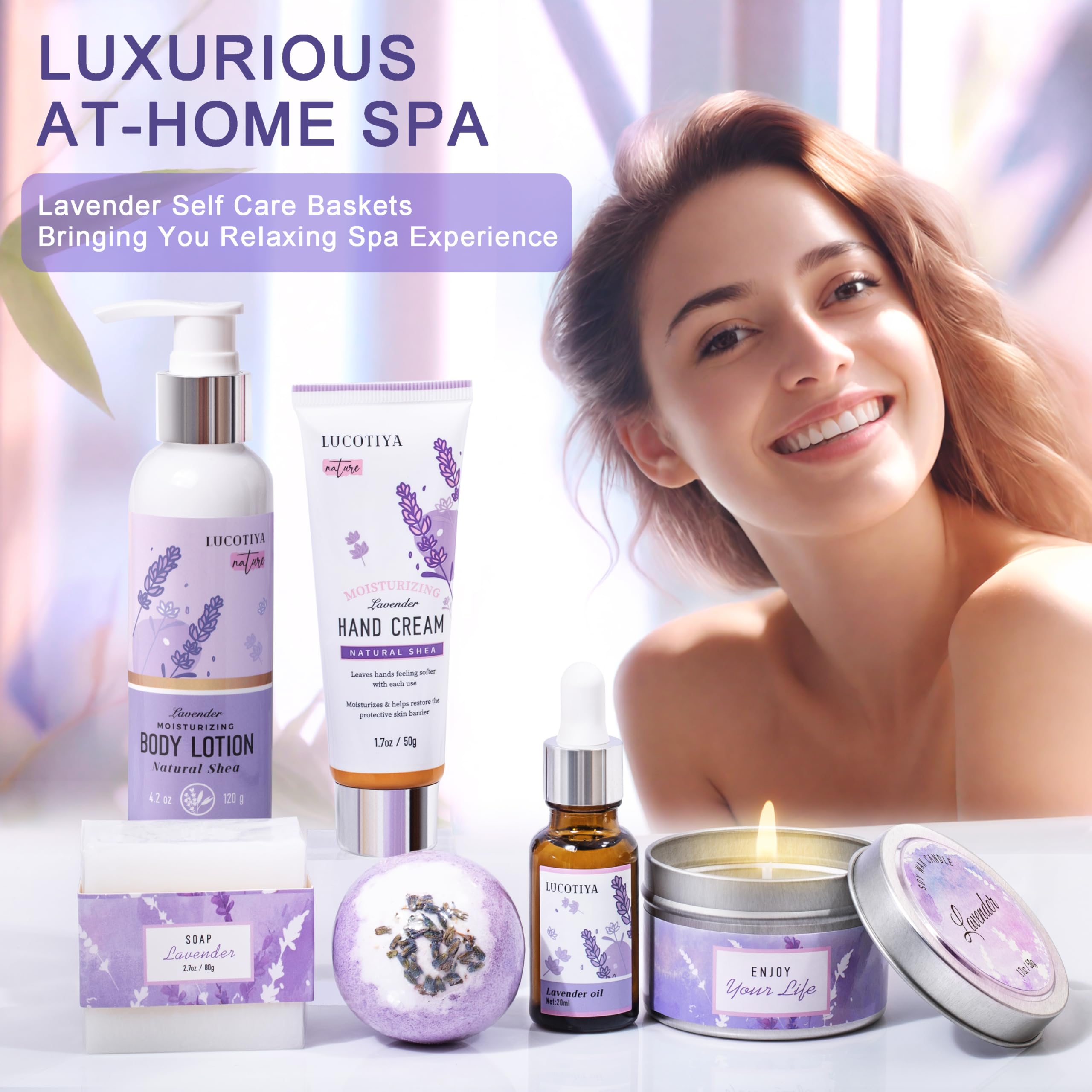 LUCOTIYA Lavender candle, soothing scent for unwinding evenings.