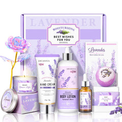 LUCOTIYA Lavender Spa Gift Set box, ready for gifting and self-care routines.