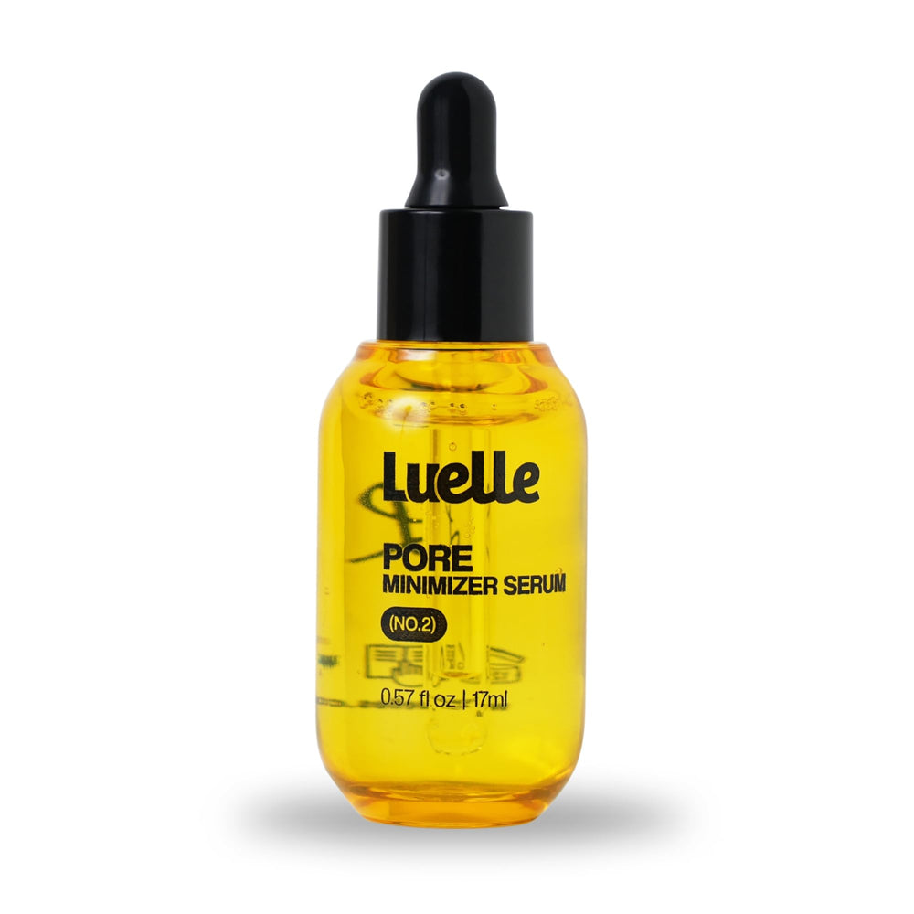 Luelle Pore Minimizer bottle front view highlights sleek packaging for refined pores
