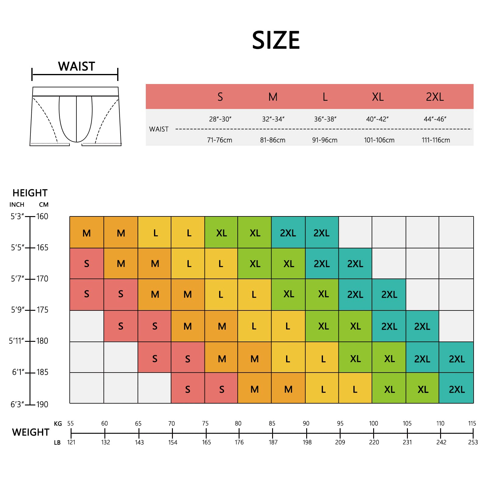 Medium waist design fits 32–34 inch waists for comfortable wear.